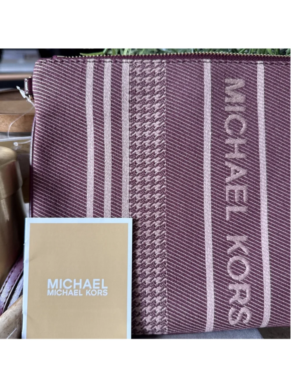 Michael Kors Jet Set Large Zip Clutch Wristlet Dark Berry Multi NWT